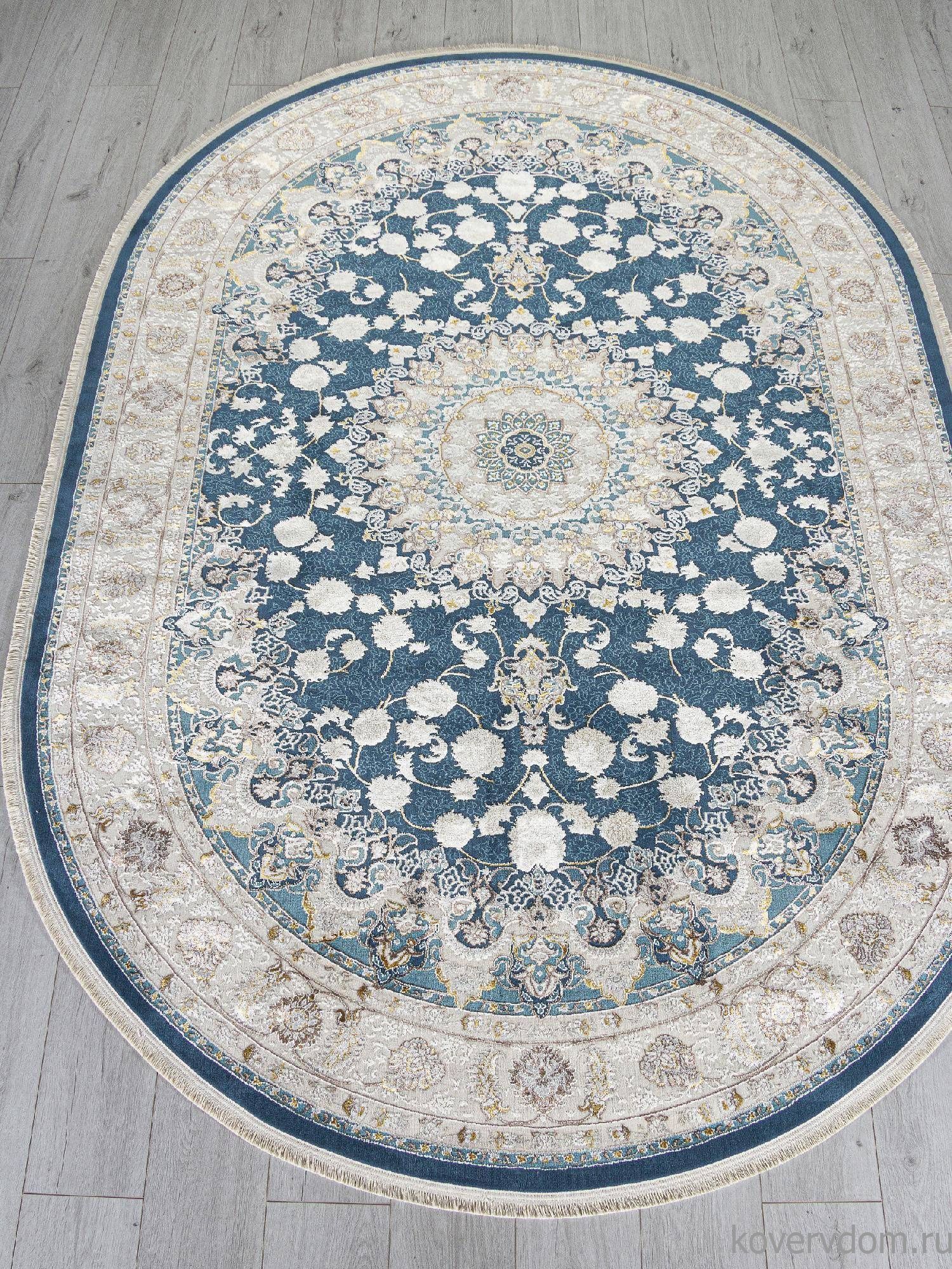 Ковер ZARINA A050B D.BLUE SHIRINK / CREAM Овал