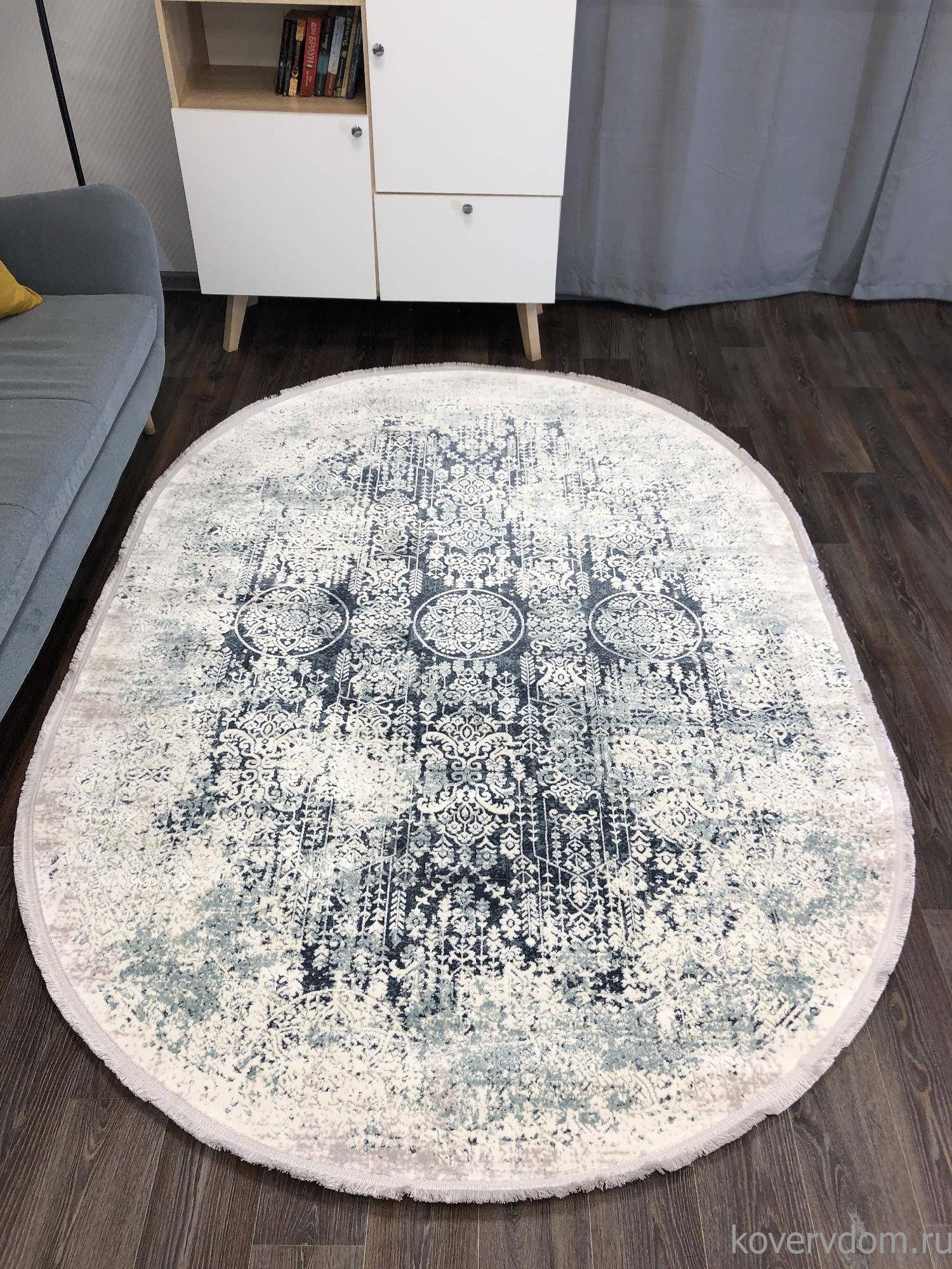 Ковер DOKU 9338H BLUE / CREAM Овал Ковер DOKU 9338H BLUE / CREAM Овал