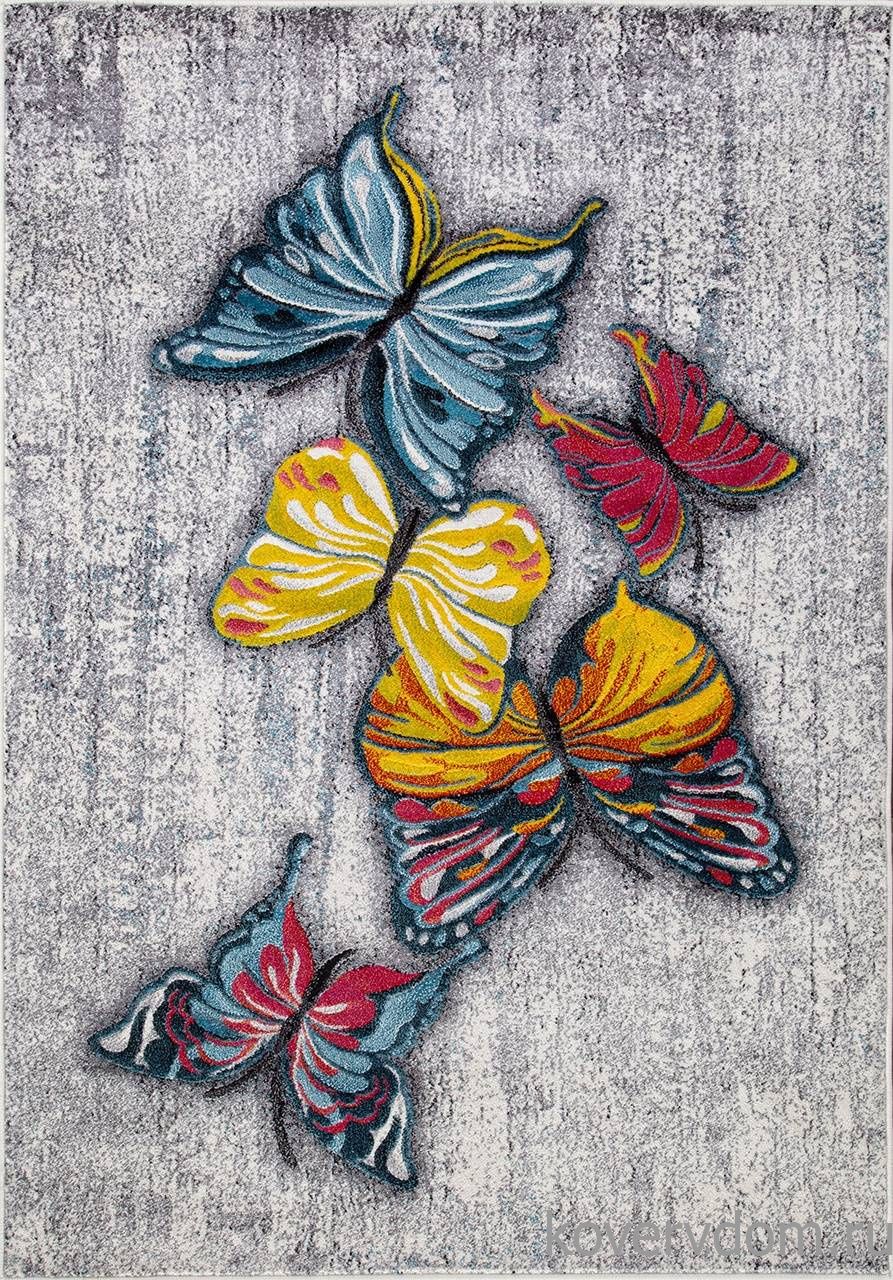 Ковер с бабочками RIO C064 GRAY-MULTICOLOR