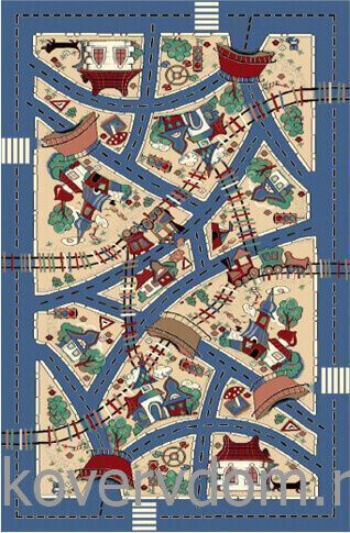 Детский ковер Веселые дорожки-L синий