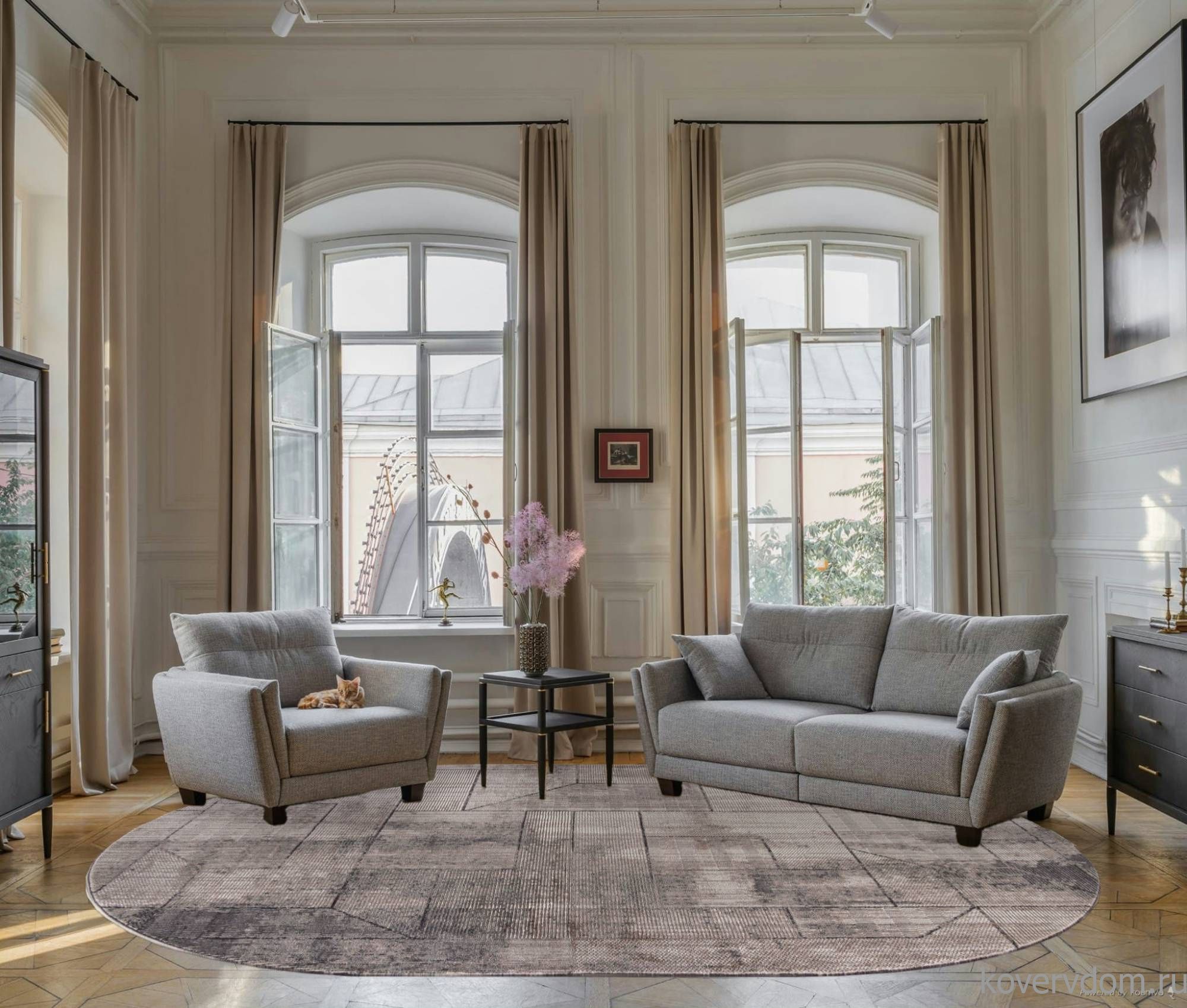 Ковер BRAND O2131 995 GREY / GREY Овал